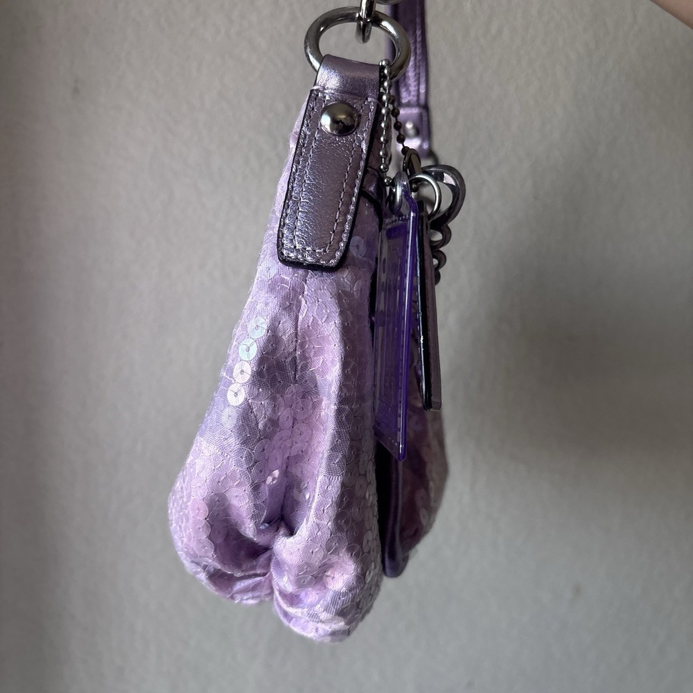Vtg COACH Poppy Pink Purple Sequin Signature C Shoulder Bag Mcbling Y2K - Picture 5 of 14
